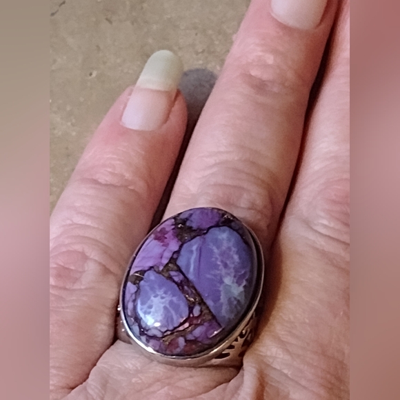 Sterling silver filigree ring with purple Mojave type turquoise stone si… - Picture 4 of 6
